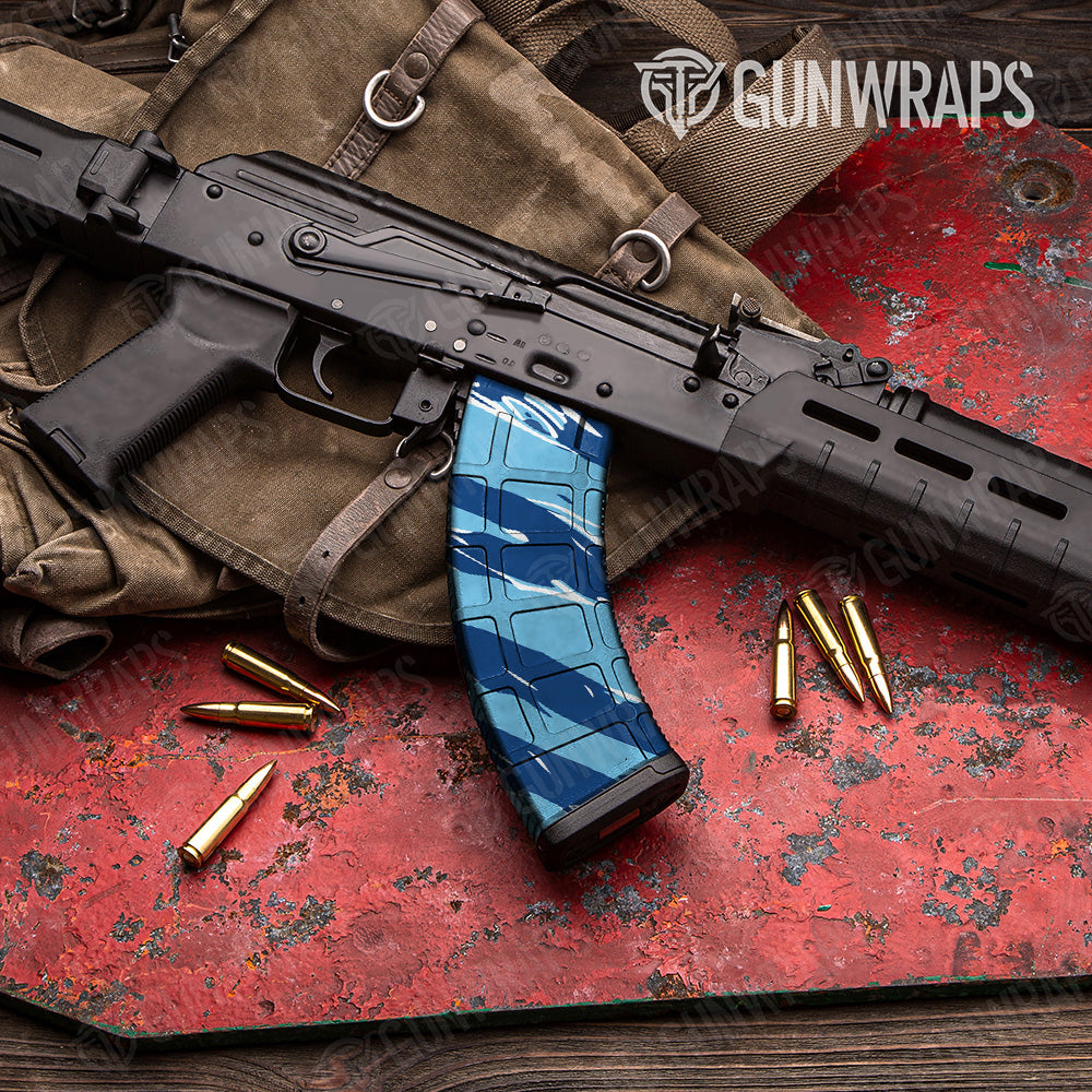 AK 47 Mag Shredded Baby Blue Camo Gun Skin Vinyl Wrap