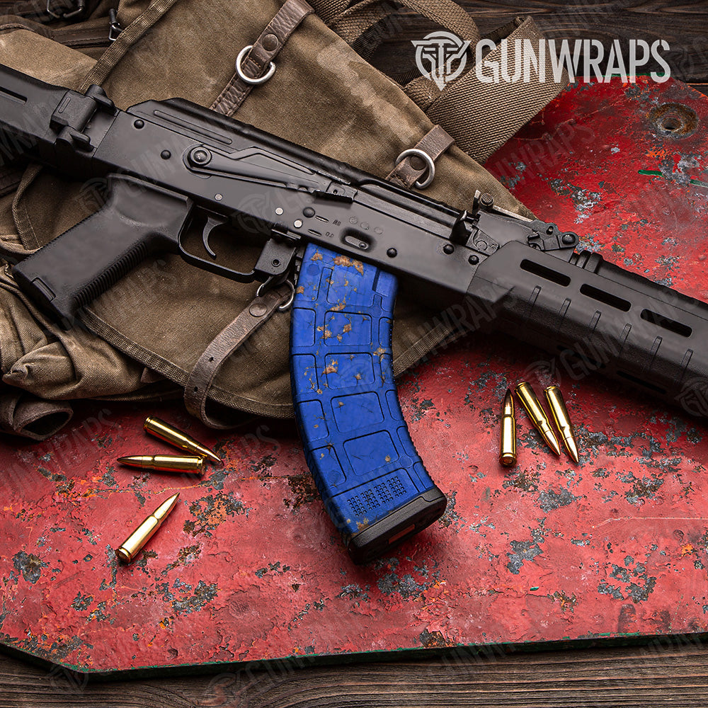 AK 47 Mag Rust 3D Royal Blue Gun Skin Vinyl Wrap