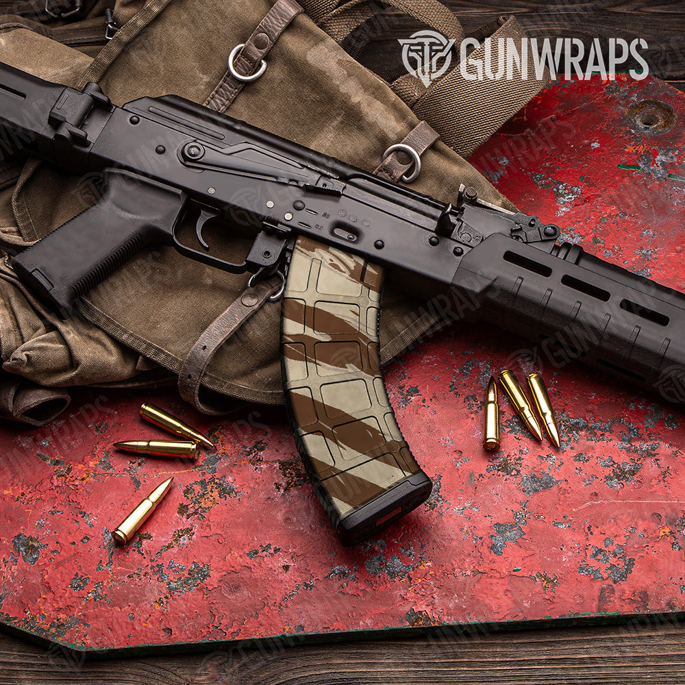 AK 47 Mag Shredded Desert Camo Gun Skin Vinyl Wrap