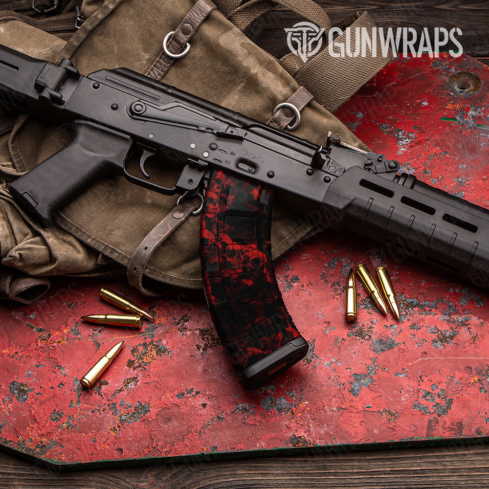 AK 47 Mag Skull Red Gun Skin Vinyl Wrap