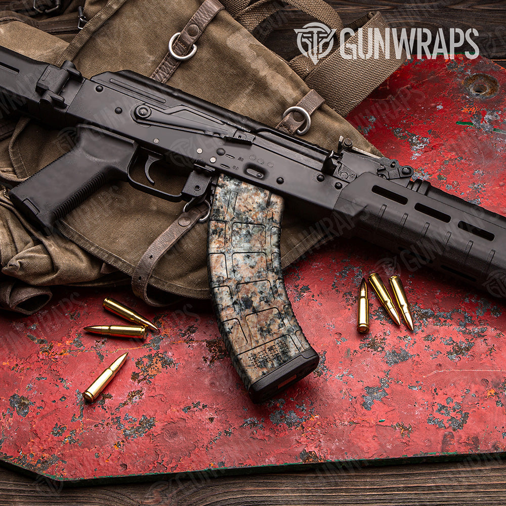 AK 47 Mag Stone Giallo Fiorito Granite Gun Skin Vinyl Wrap