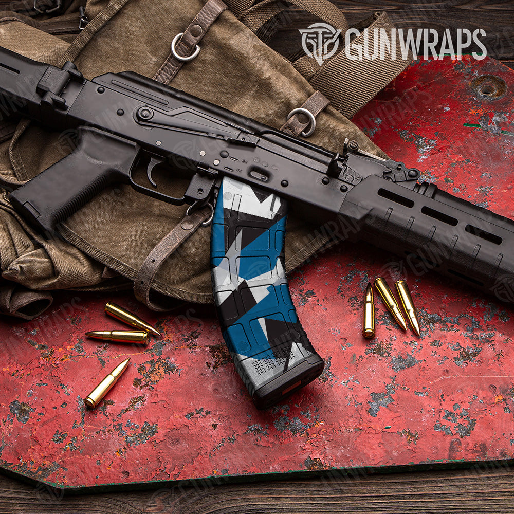AK 47 Mag Shattered Blue Tiger Camo Gun Skin Vinyl Wrap