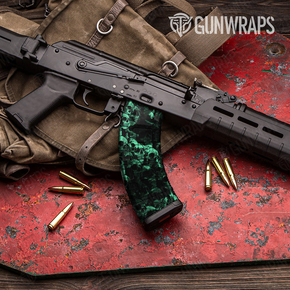 AK 47 Mag Skull Aquamarine Gun Skin Vinyl Wrap