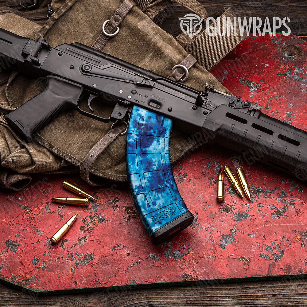 AK 47 Mag Tie Dye Ocean Breeze Gun Skin Vinyl Wrap Supply