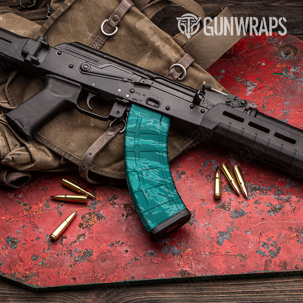 AK 47 Mag Vietnam Tiger Stripe Elite Tiffany Blue Gun Skin Vinyl Wrap Hot on Sale