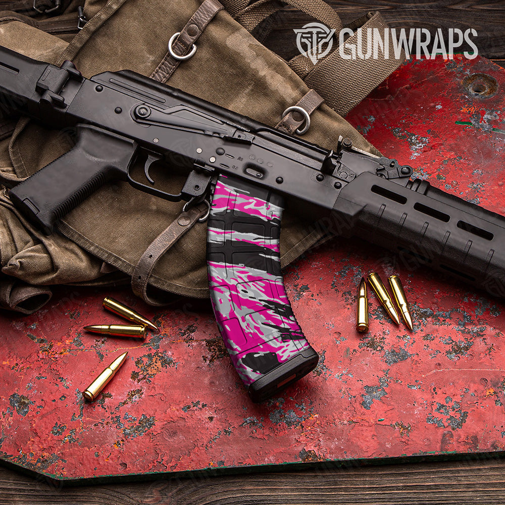AK 47 Mag Vietnam Tiger Stripe Magenta Tiger Gun Skin Vinyl Wrap