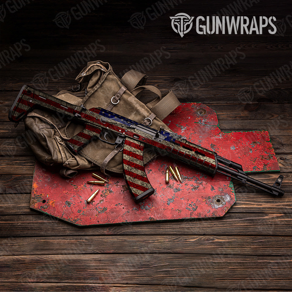 AK 47 Patriotic American Flag Gun Skin Vinyl Wrap