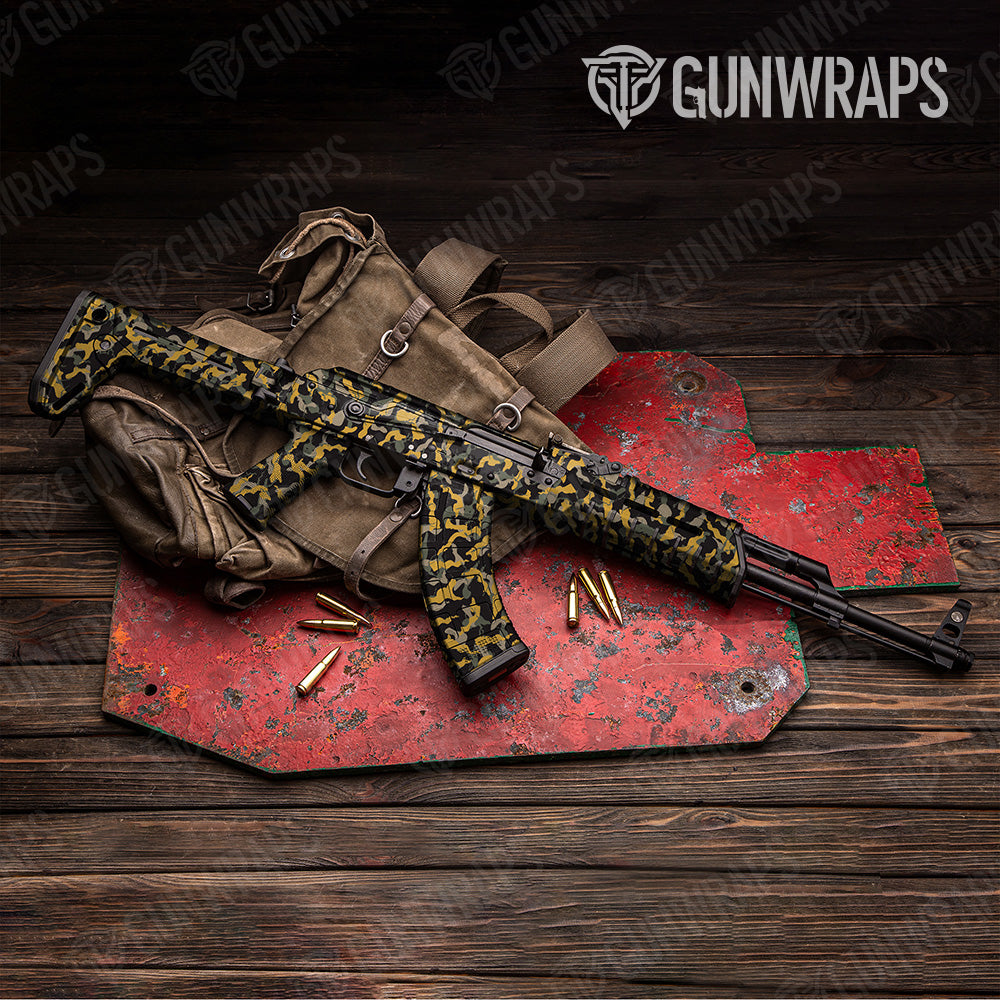 AK 47 Ragged Militant Yellow Camo Gun Skin Vinyl Wrap