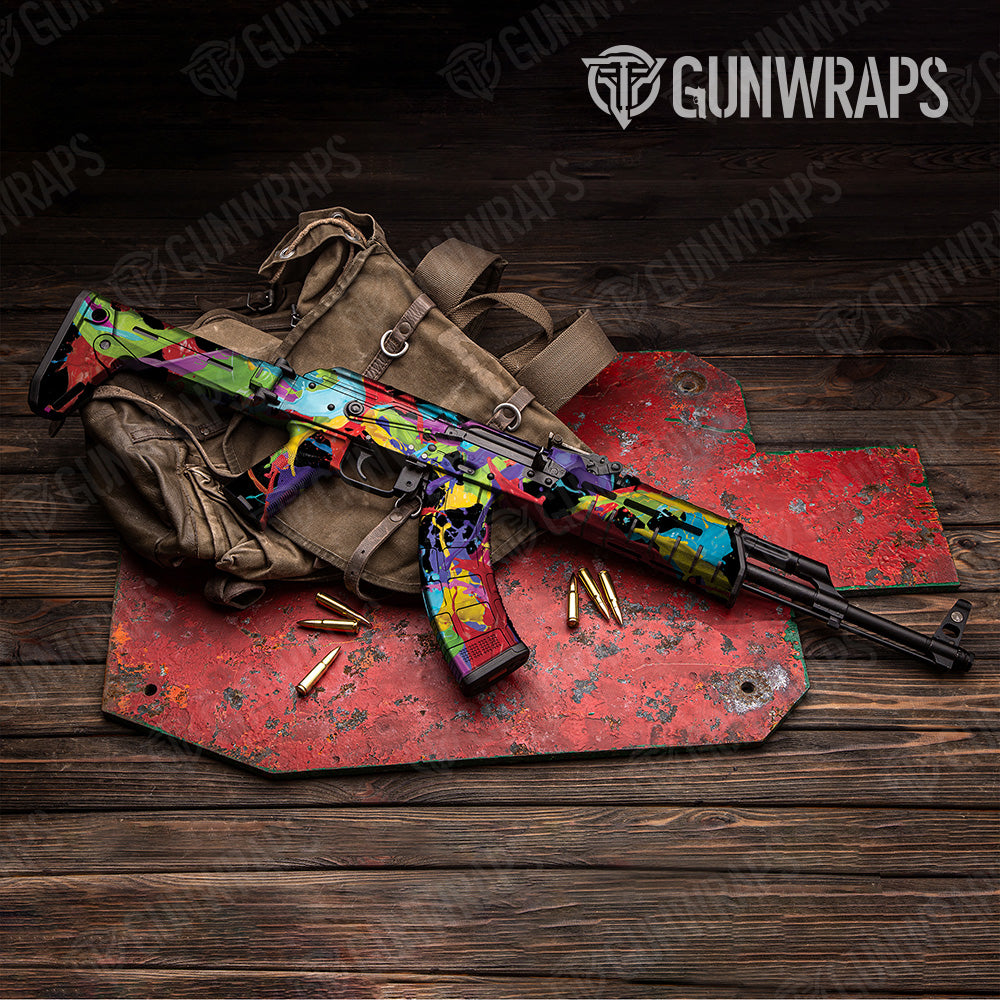 AK 47 Paint Splatter Black Gun Skin Vinyl Wrap Online Sale