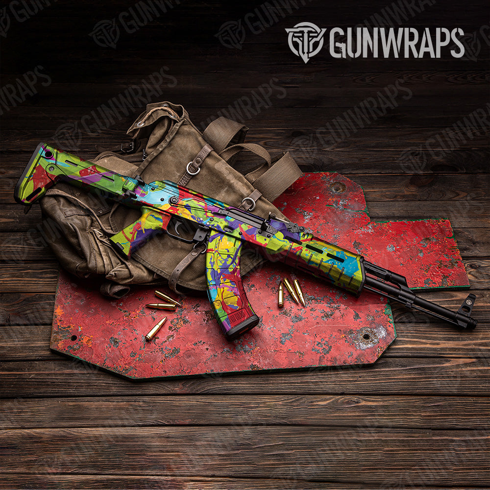 AK 47 Paint Splatter Lime Gun Skin Vinyl Wrap Hot on Sale