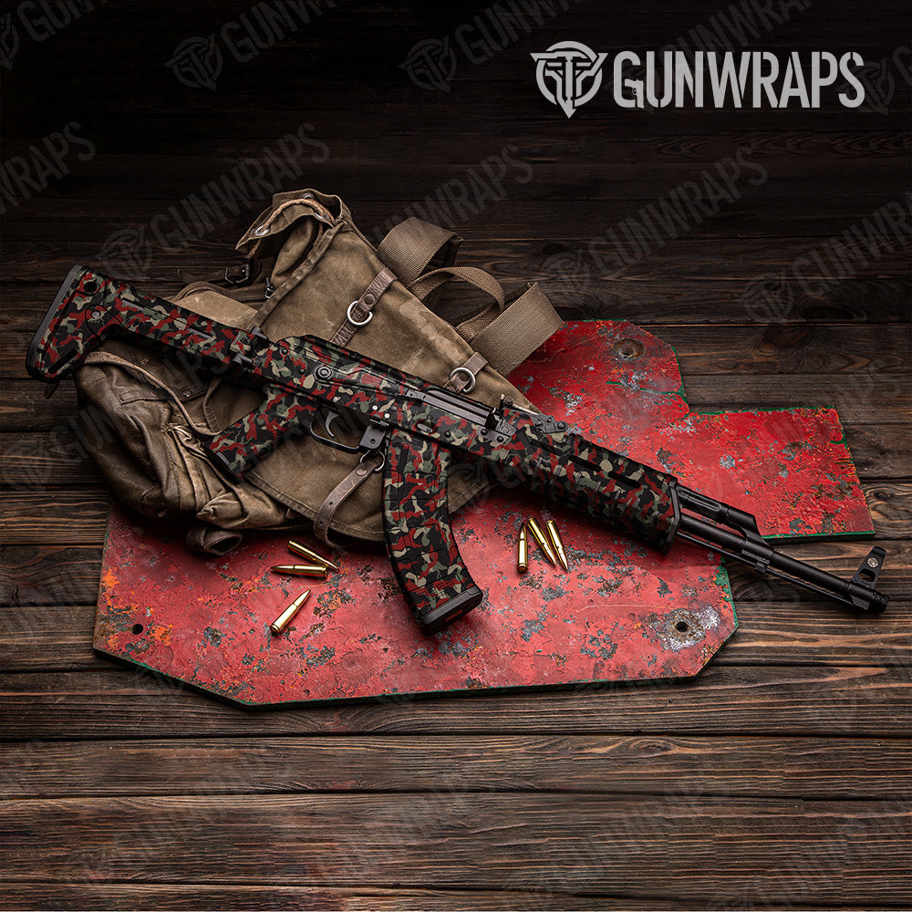 AK 47 Ragged Militant Red Camo Gun Skin Vinyl Wrap