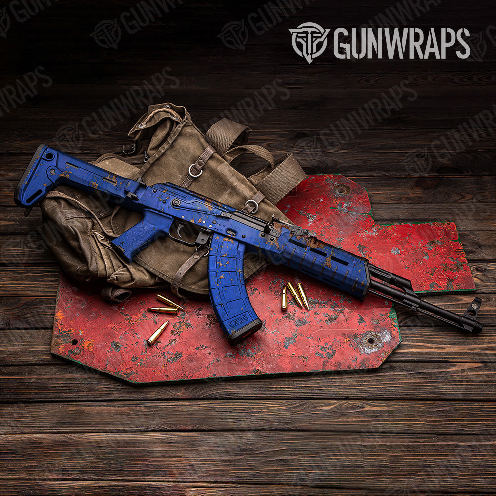 AK 47 Rust 3D Royal Blue Gun Skin Vinyl Wrap
