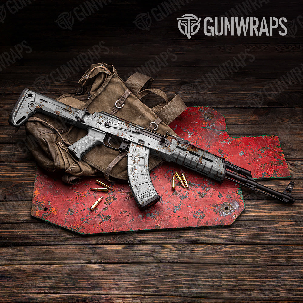 AK 47 Rust 3D White Gun Skin Vinyl Wrap