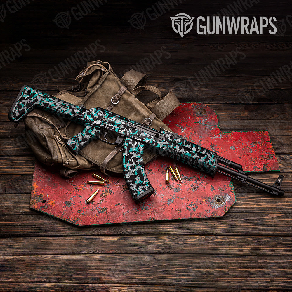 AK 47 Ragged Tiffany Blue Tiger Camo Gun Skin Vinyl Wrap
