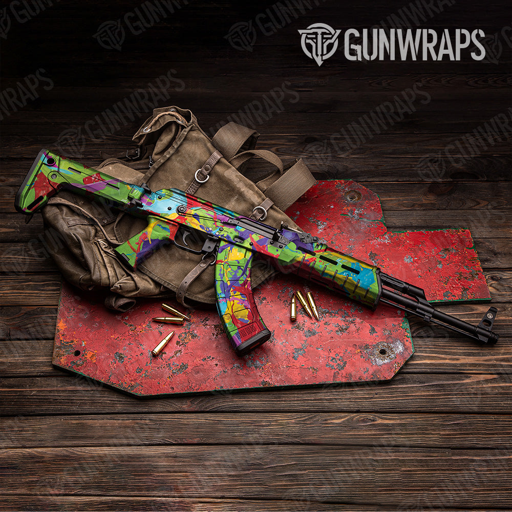 AK 47 Paint Splatter Green Gun Skin Vinyl Wrap