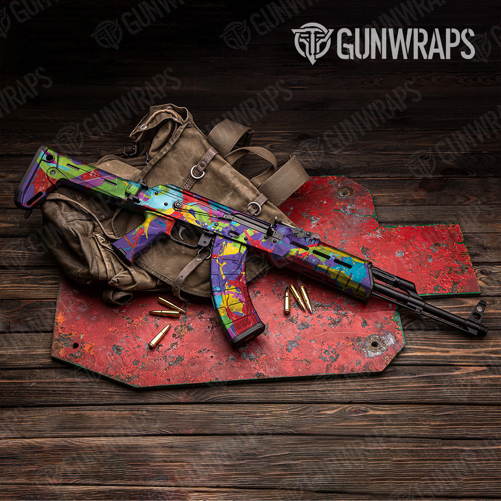 AK 47 Paint Splatter Purple Gun Skin Vinyl Wrap