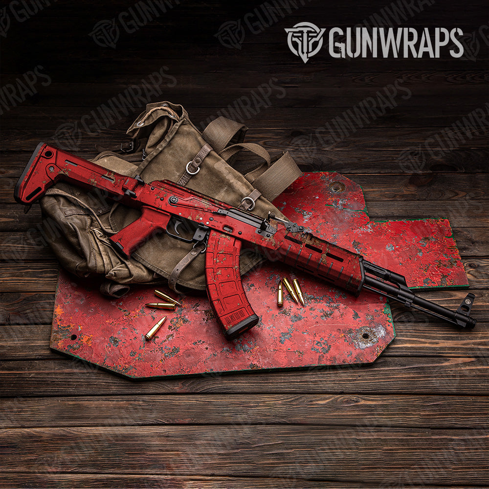 AK 47 Rust 3D Red Gun Skin Vinyl Wrap