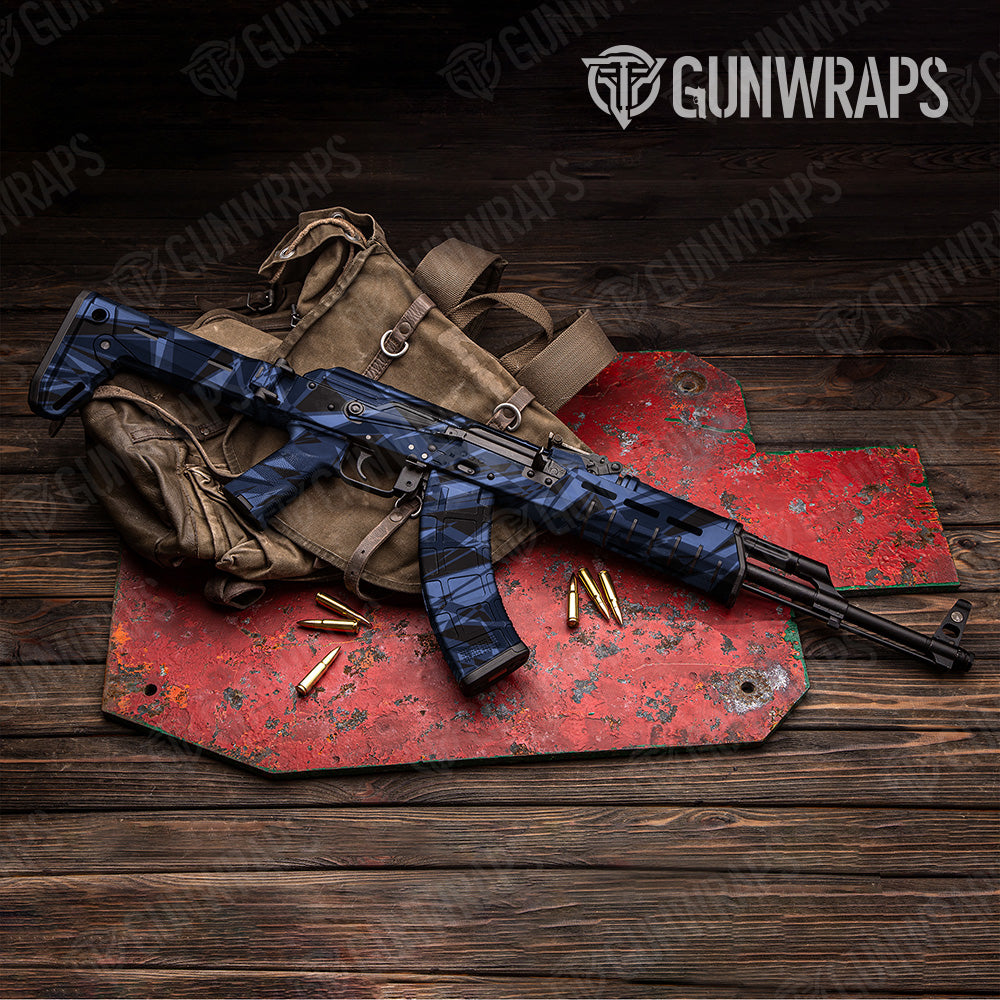AK 47 Sharp Blue Midnight Camo Gun Skin Vinyl Wrap