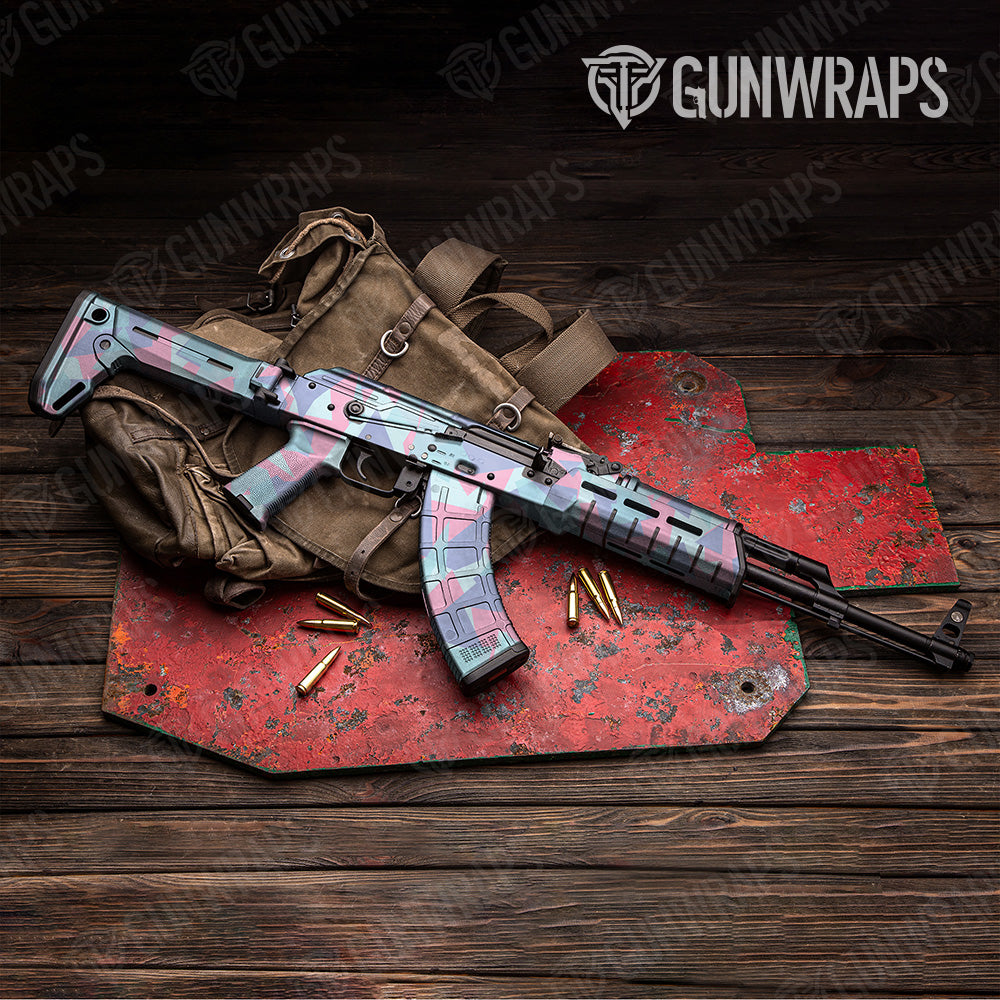 AK 47 Shattered Cotton Candy Camo Gun Skin Vinyl Wrap