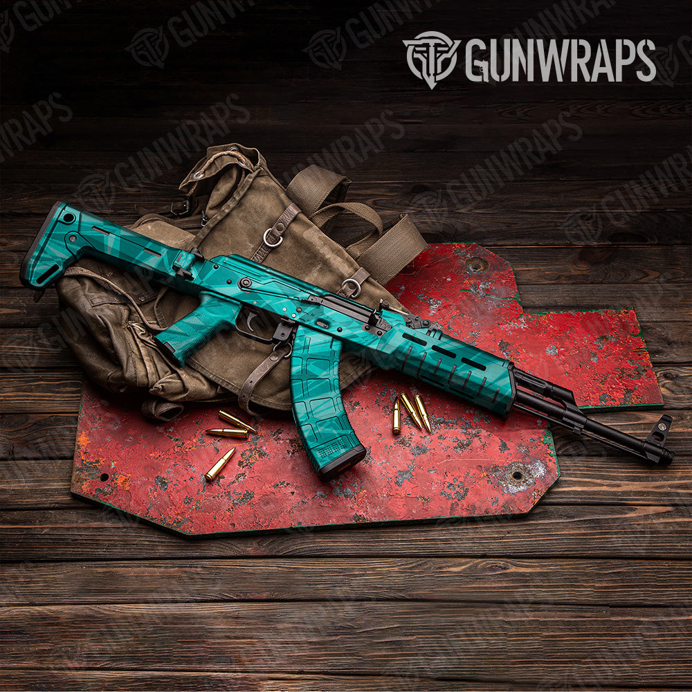 AK 47 Sharp Elite Tiffany Blue Camo Gun Skin Vinyl Wrap