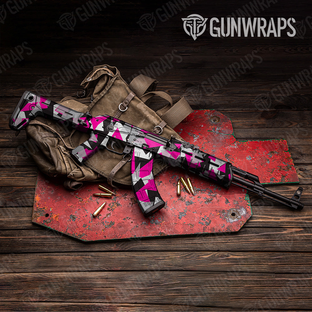 AK 47 Shattered Magenta Tiger Camo Gun Skin Vinyl Wrap