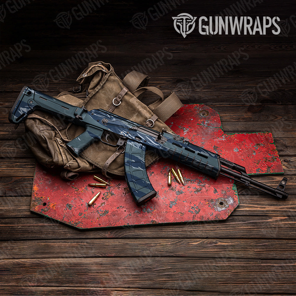 AK 47 Shredded Navy Camo Gun Skin Vinyl Wrap
