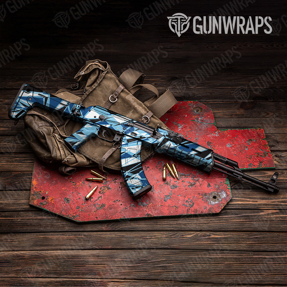 AK 47 Sharp Baby Blue Camo Gun Skin Vinyl Wrap