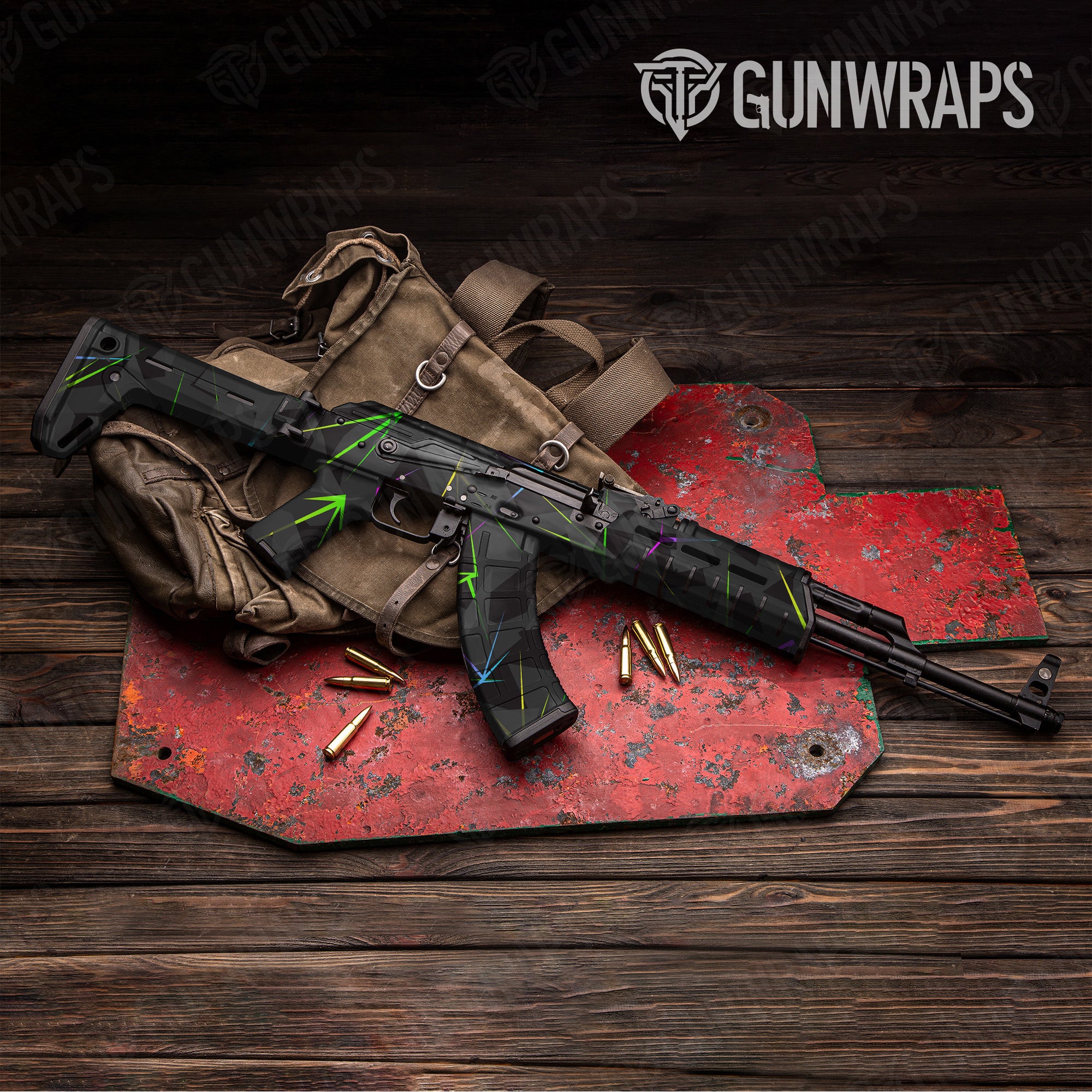 AK 47 Shattered Laser Elite Black Volume Gun Skin Vinyl Wrap