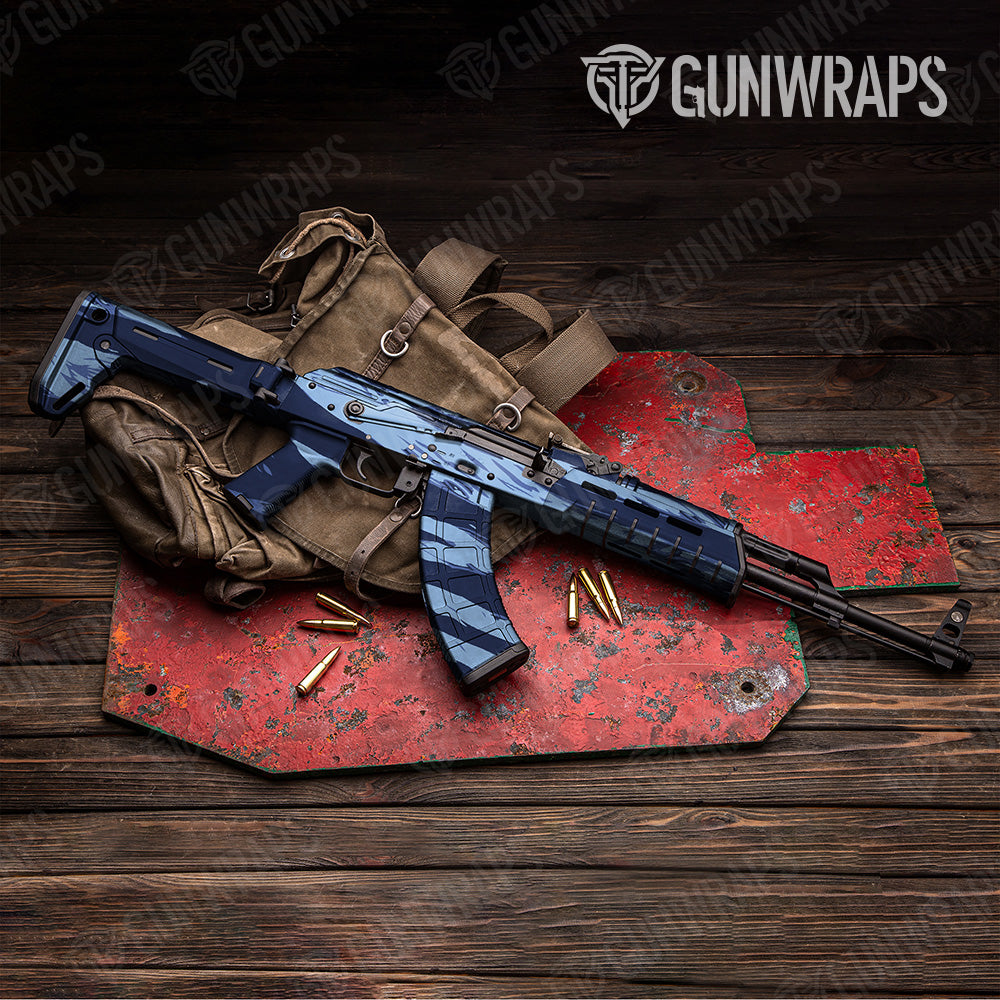 AK 47 Shredded Blue Urban Night Camo Gun Skin Vinyl Wrap Hot on Sale