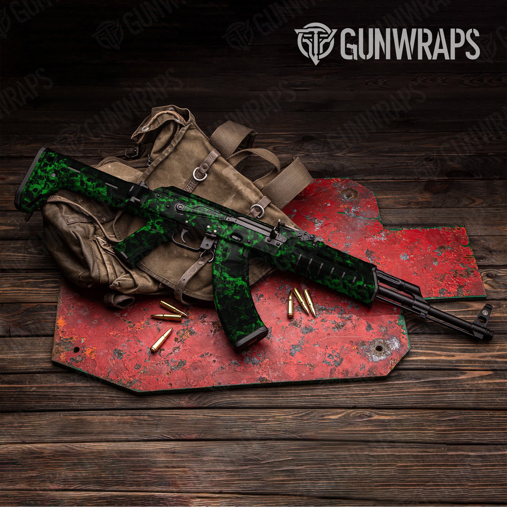 AK 47 Skull Green Gun Skin Vinyl Wrap on Sale