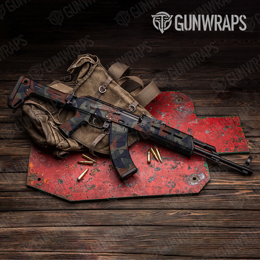 AK 47 Shattered Blue Copper Camo Gun Skin Vinyl Wrap