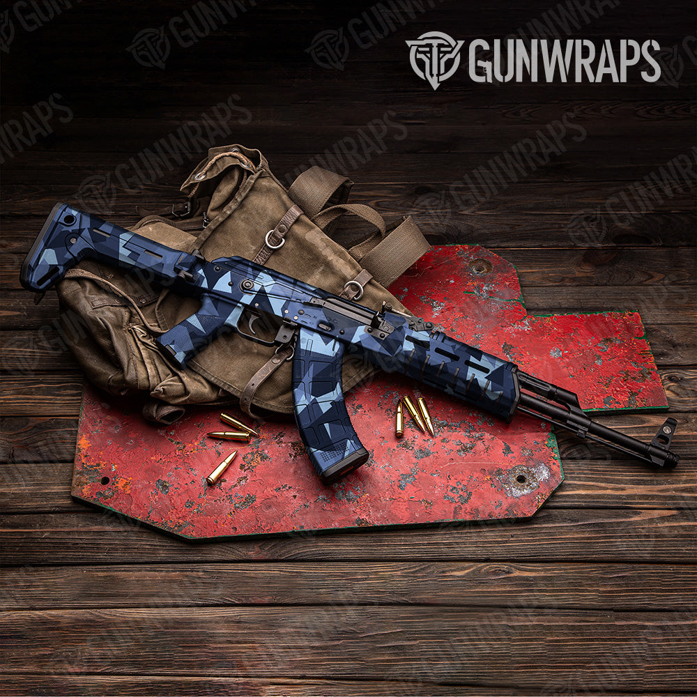 AK 47 Shattered Blue Urban Night Camo Gun Skin Vinyl Wrap Online Sale