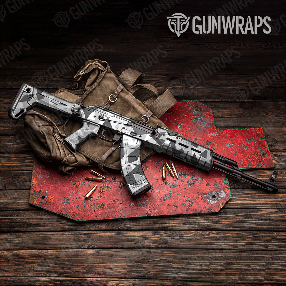 AK 47 Shattered Snow Camo Gun Skin Vinyl Wrap
