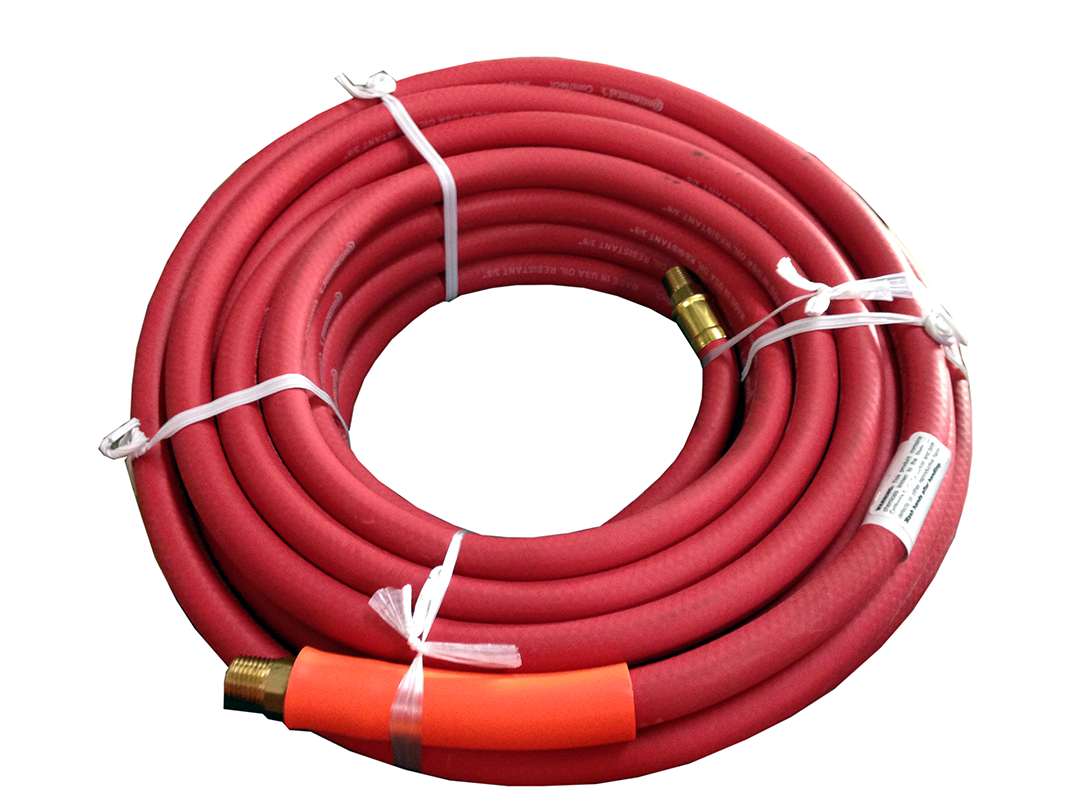 3/8 x 50′ Red Rubber Air Hose w/ Vinyl Guard (01-1024VG)