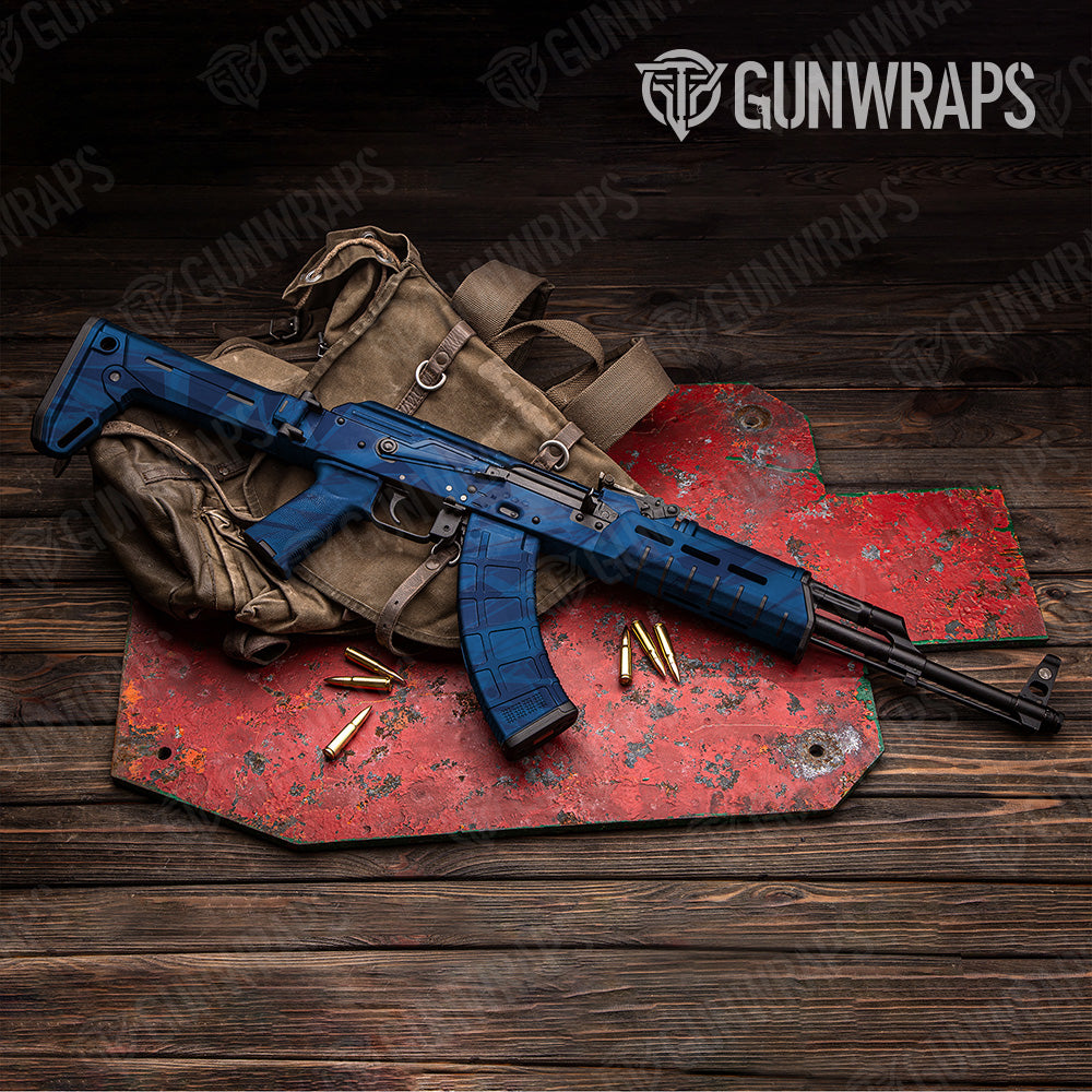 AK 47 Sharp Elite Blue Camo Gun Skin Vinyl Wrap