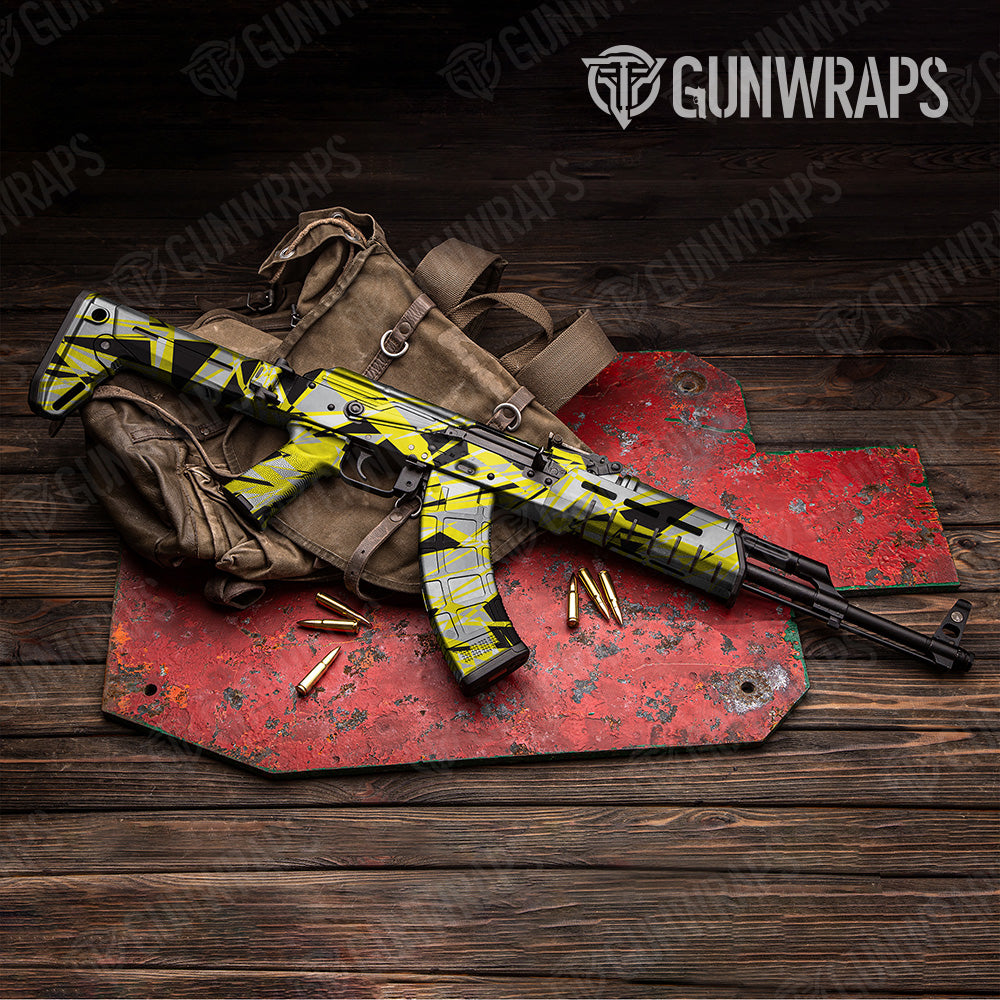 AK 47 Sharp Yellow Tiger Camo Gun Skin Vinyl Wrap Online Sale