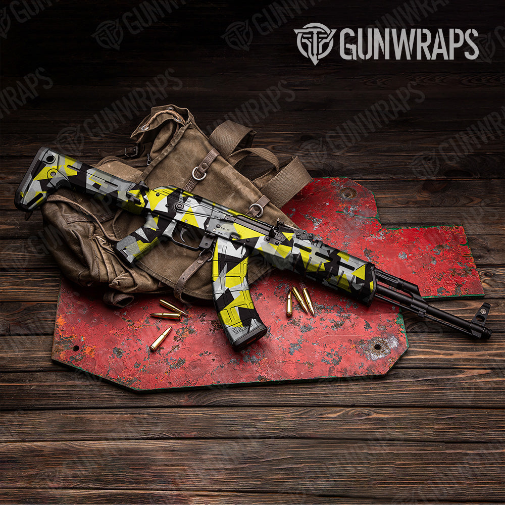 AK 47 Shattered Yellow Tiger Camo Gun Skin Vinyl Wrap