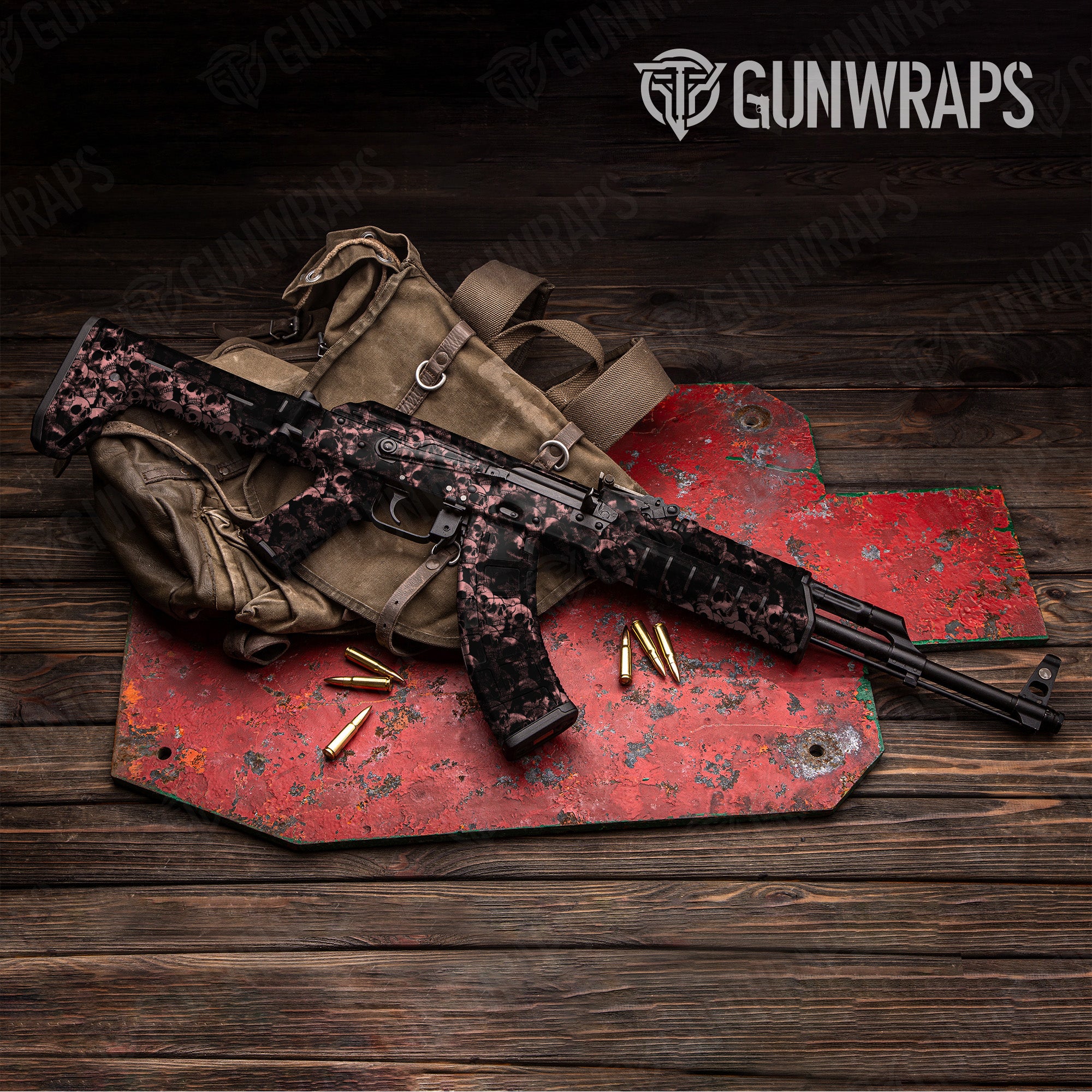 AK 47 Skull Salmon Gun Skin Vinyl Wrap