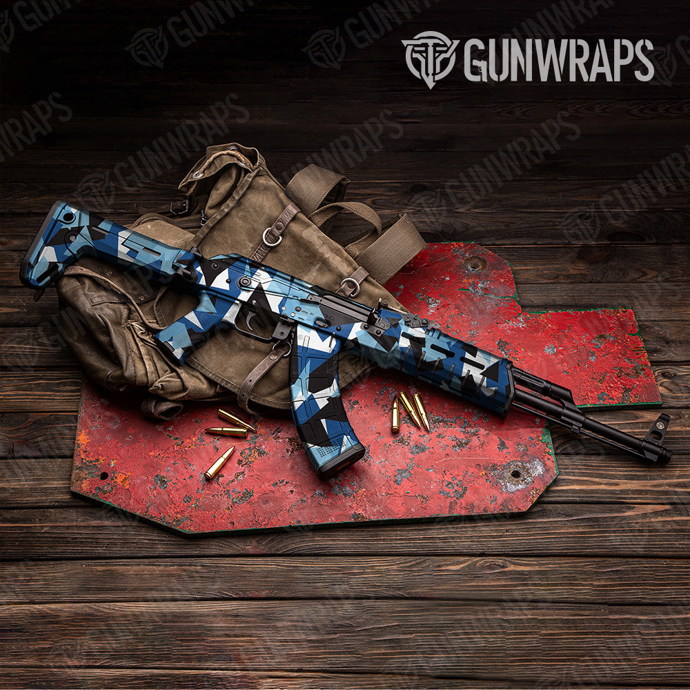 AK 47 Shattered Baby Blue Camo Gun Skin Vinyl Wrap