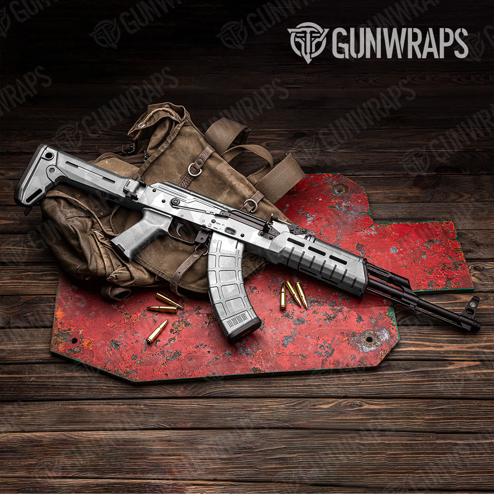 AK 47 Shattered Elite White Camo Gun Skin Vinyl Wrap