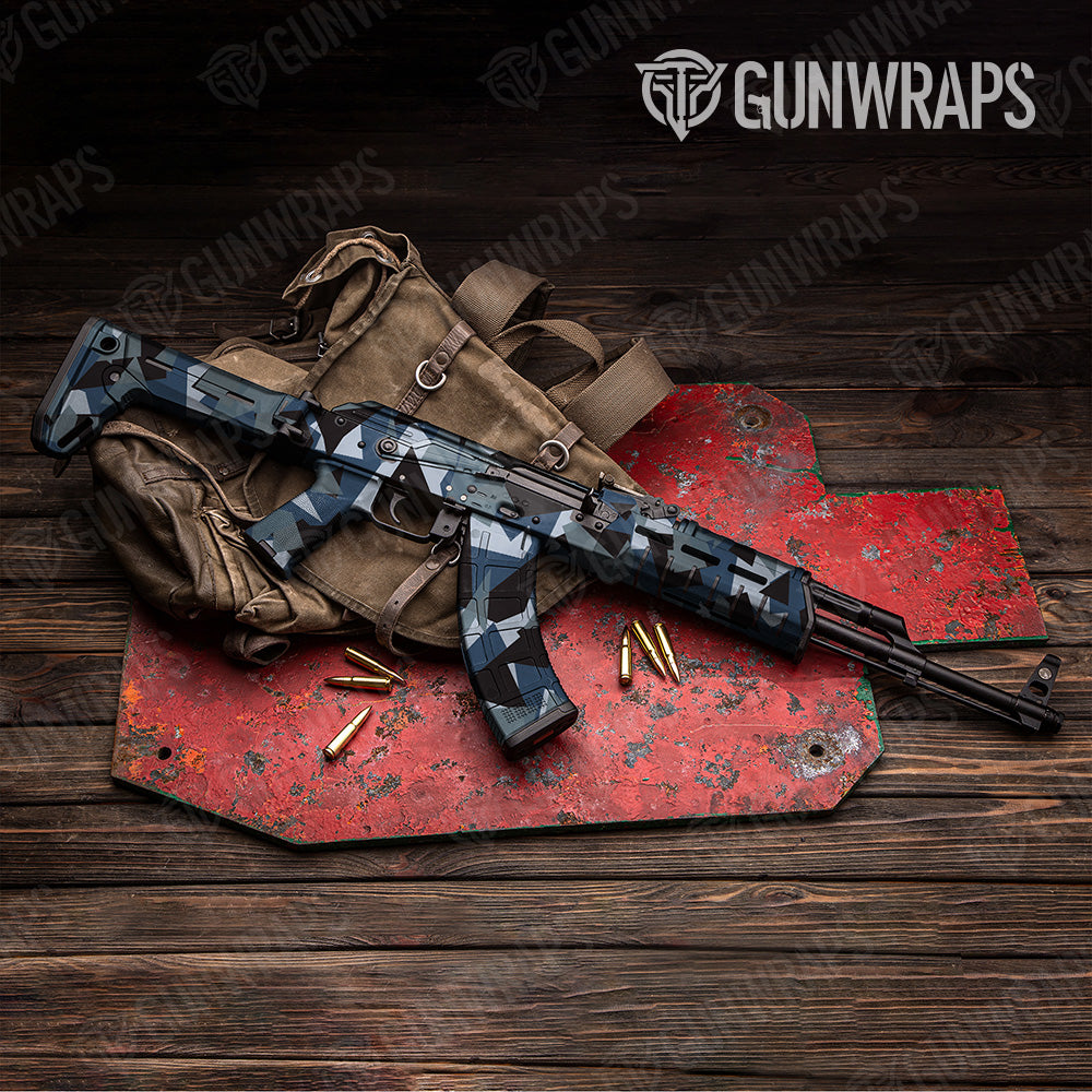 AK 47 Shattered Navy Camo Gun Skin Vinyl Wrap Hot on Sale