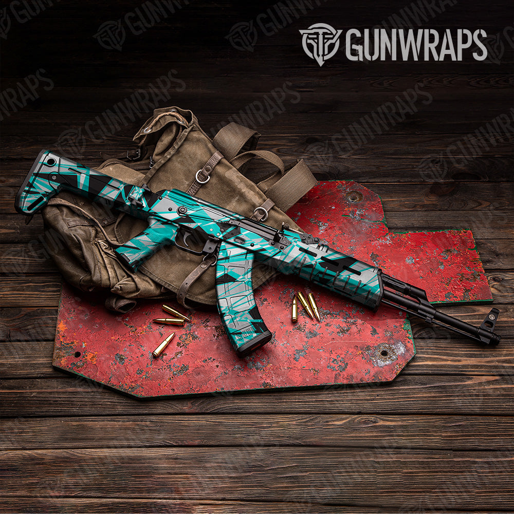 AK 47 Sharp Tiffany Blue Tiger Camo Gun Skin Vinyl Wrap