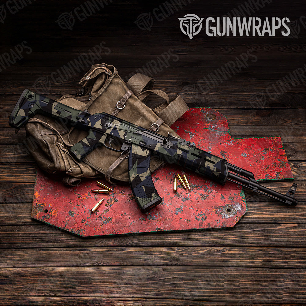 AK 47 Shattered Militant Blue Camo Gun Skin Vinyl Wrap