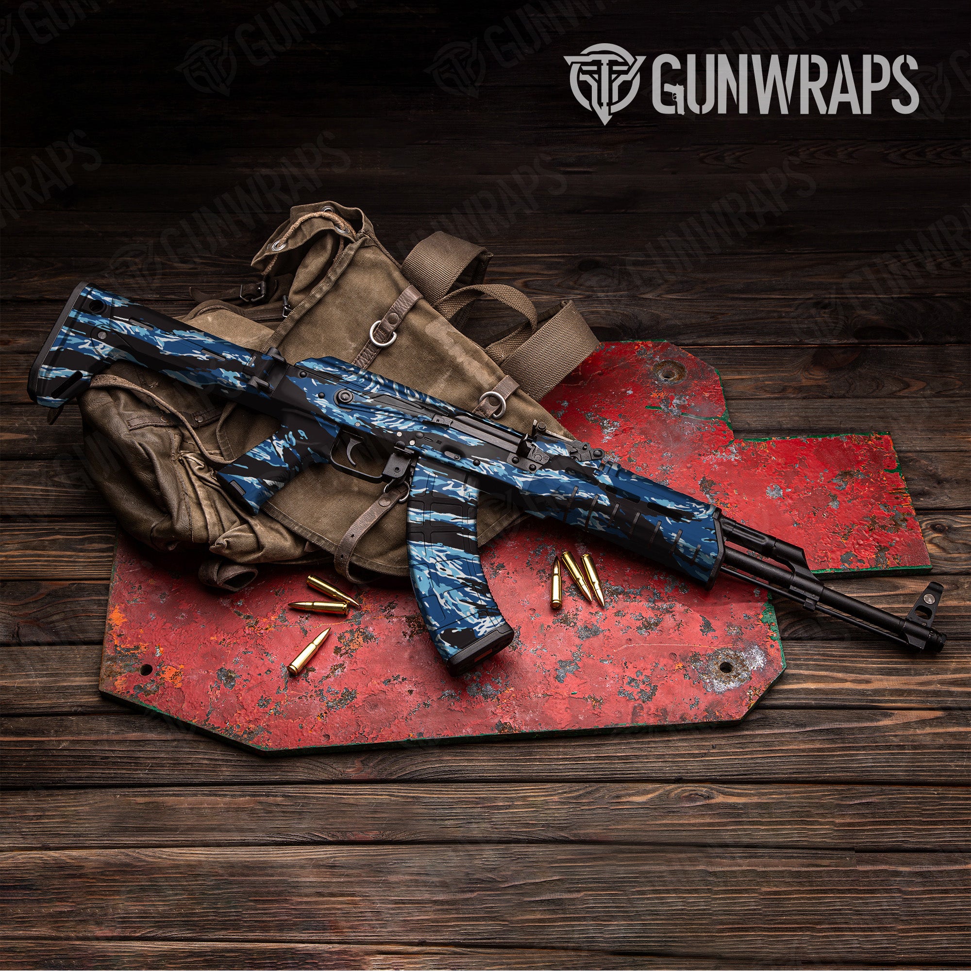 AK 47 Vietnam Tiger Stripe Baby Blue Gun Skin Vinyl Wrap