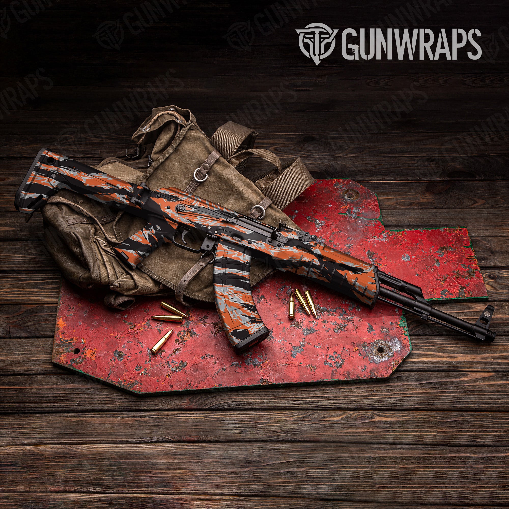 AK 47 Vietnam Tiger Stripe Orange Tiger Gun Skin Vinyl Wrap