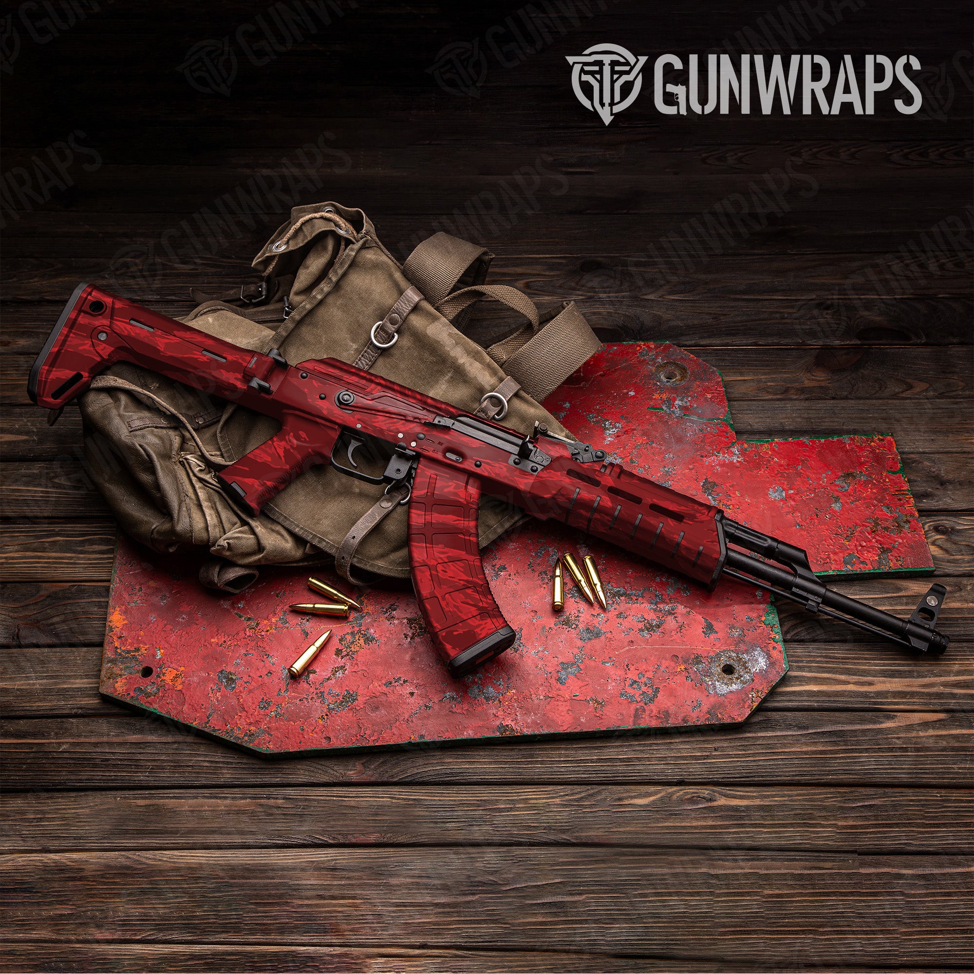 AK 47 Vietnam Tiger Stripe Elite Red Gun Skin Vinyl Wrap