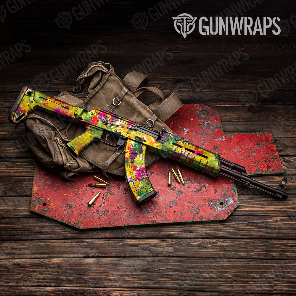 AK 47 Tie Dye Flower Child Gun Skin Vinyl Wrap