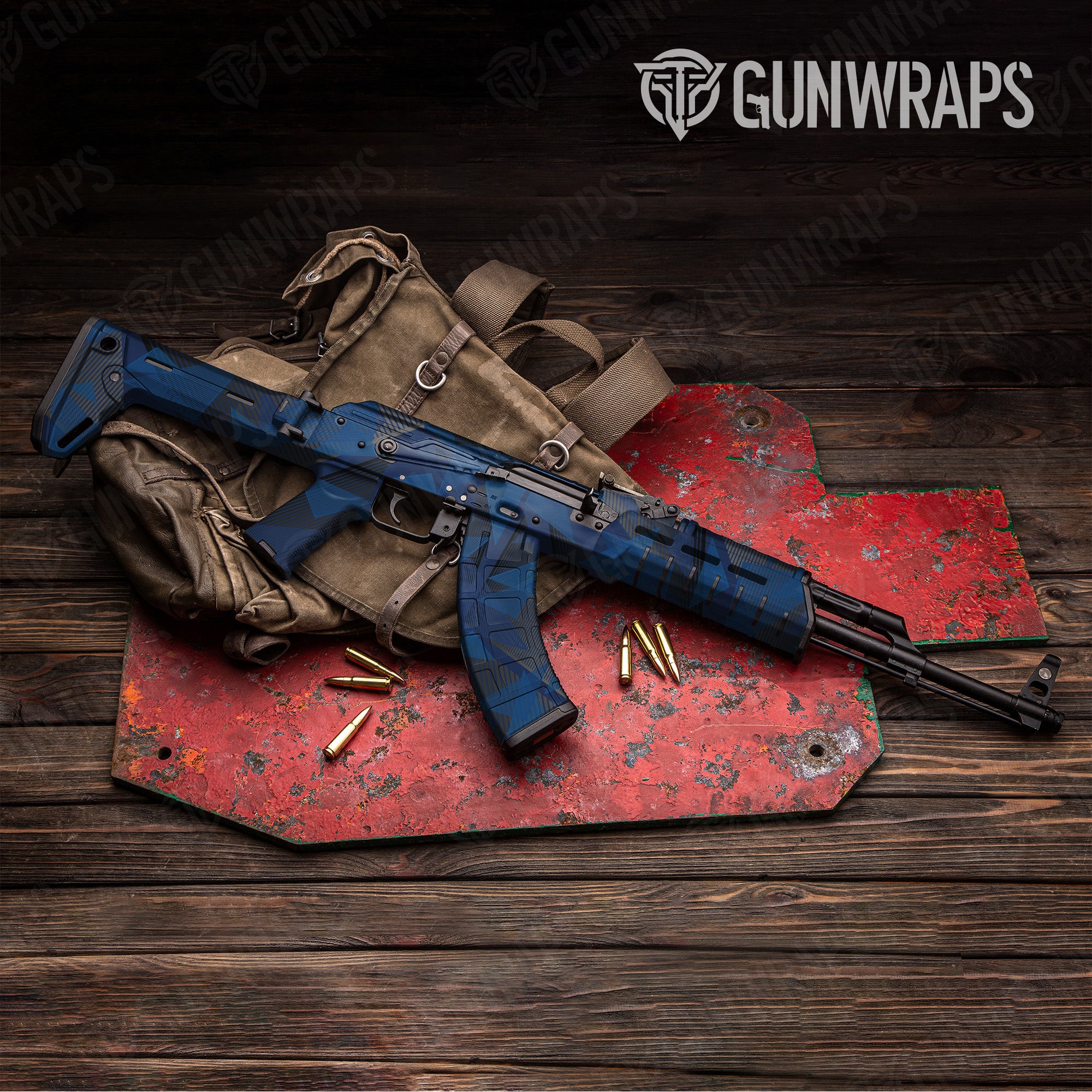 AK 47 Trigon Elite Blue Gun Skin Vinyl Wrap