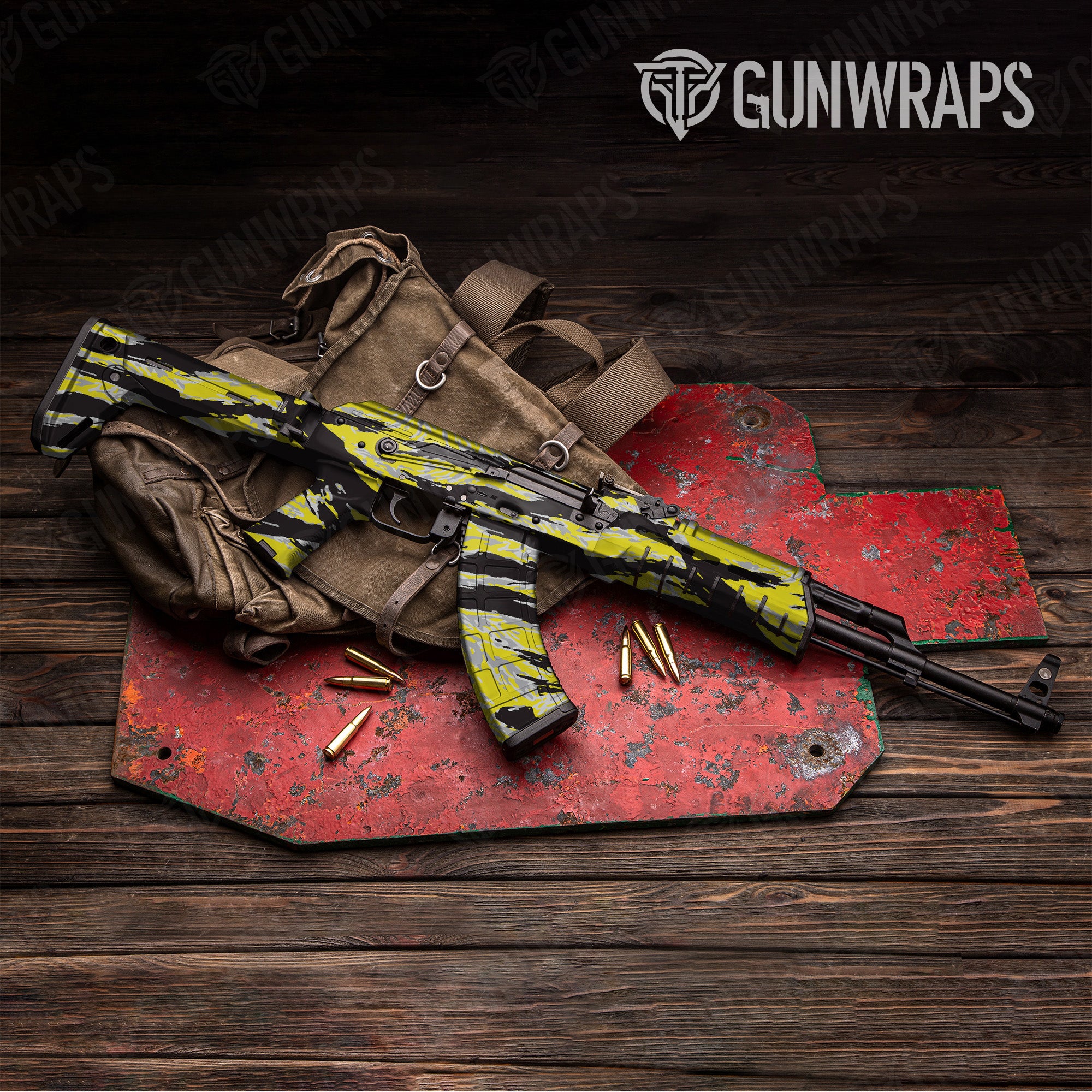 AK 47 Vietnam Tiger Stripe Yellow Tiger Gun Skin Vinyl Wrap Supply