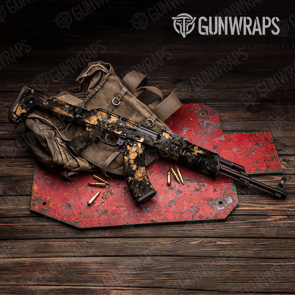 AK 47 Tie Dye Bleached Black Gun Skin Vinyl Wrap Supply
